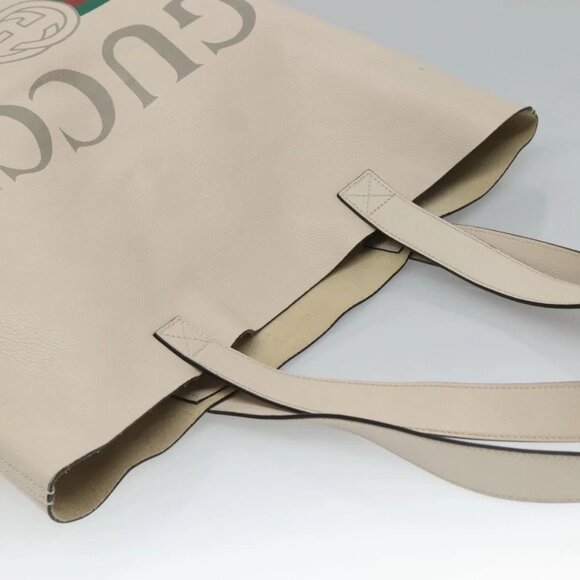 GUCCI Web Sherry Line Tote Bag Leather Ivory 572768 Auth mr1460 - Picture 7 of 16